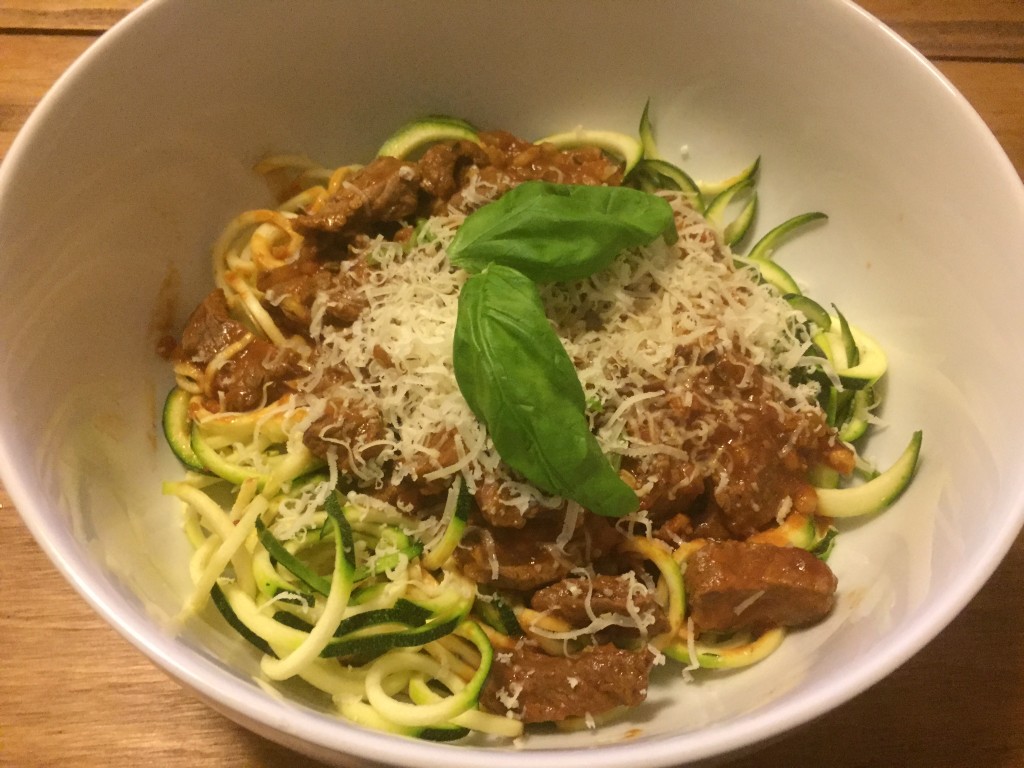 Slow Cooked Beef Ragu with Courgettini